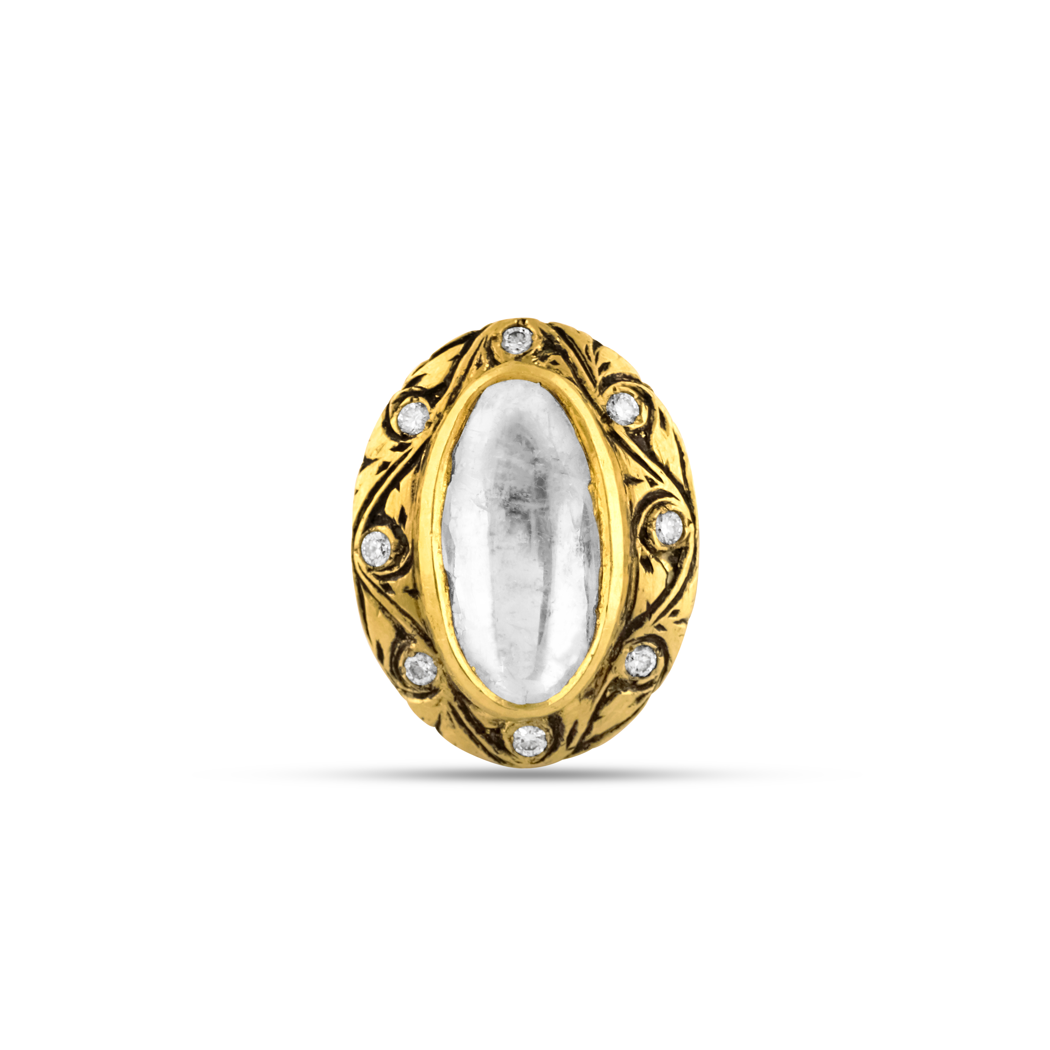 Partash Ring with Solitaire-Style Polki and Gold Inlay